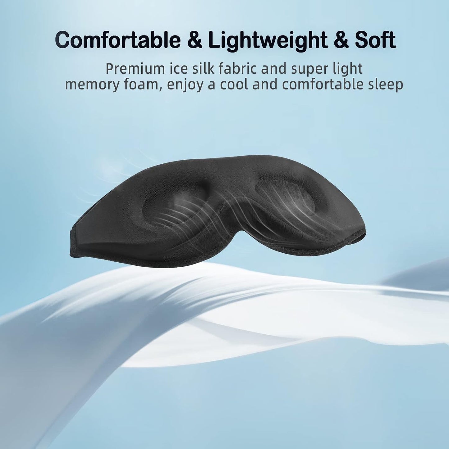 LitBear Sleep Mask for Side Sleeper Women Men, Eye Mask for Sleeping | Light Blocking 3D Contoured Sleeping Mask, Soft Breathable Sleep Eye Mask with Adjustable Elastic Strap for Travel, Black