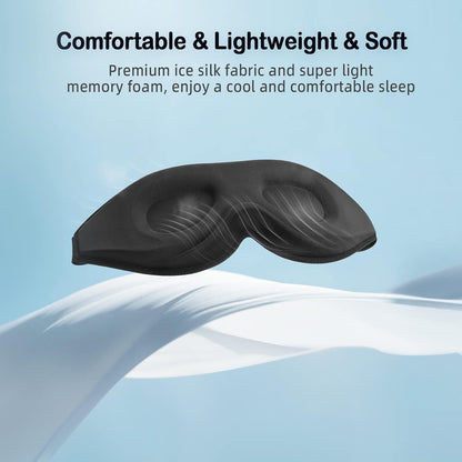LitBear Sleep Mask for Side Sleeper Women Men, Eye Mask for Sleeping | Light Blocking 3D Contoured Sleeping Mask, Soft Breathable Sleep Eye Mask with Adjustable Elastic Strap for Travel, Black