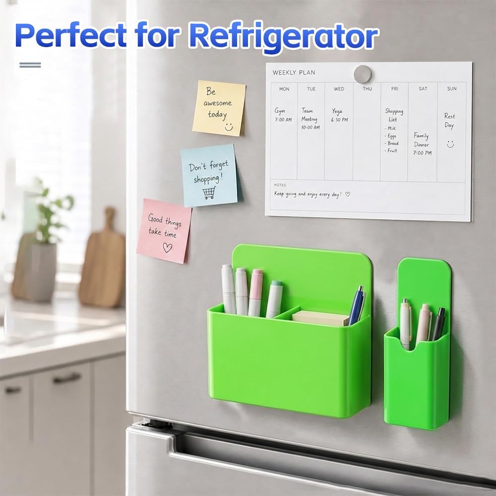 Magnetic Pen Holder, 2 Pack Magnetic Dry Erase Marker Holder, Black Strong Magnetic Marker Holder Pen Pencil Organizer for Whiteboard, Refrigerator, Office, Locker Accessories, Classroom Must Haves