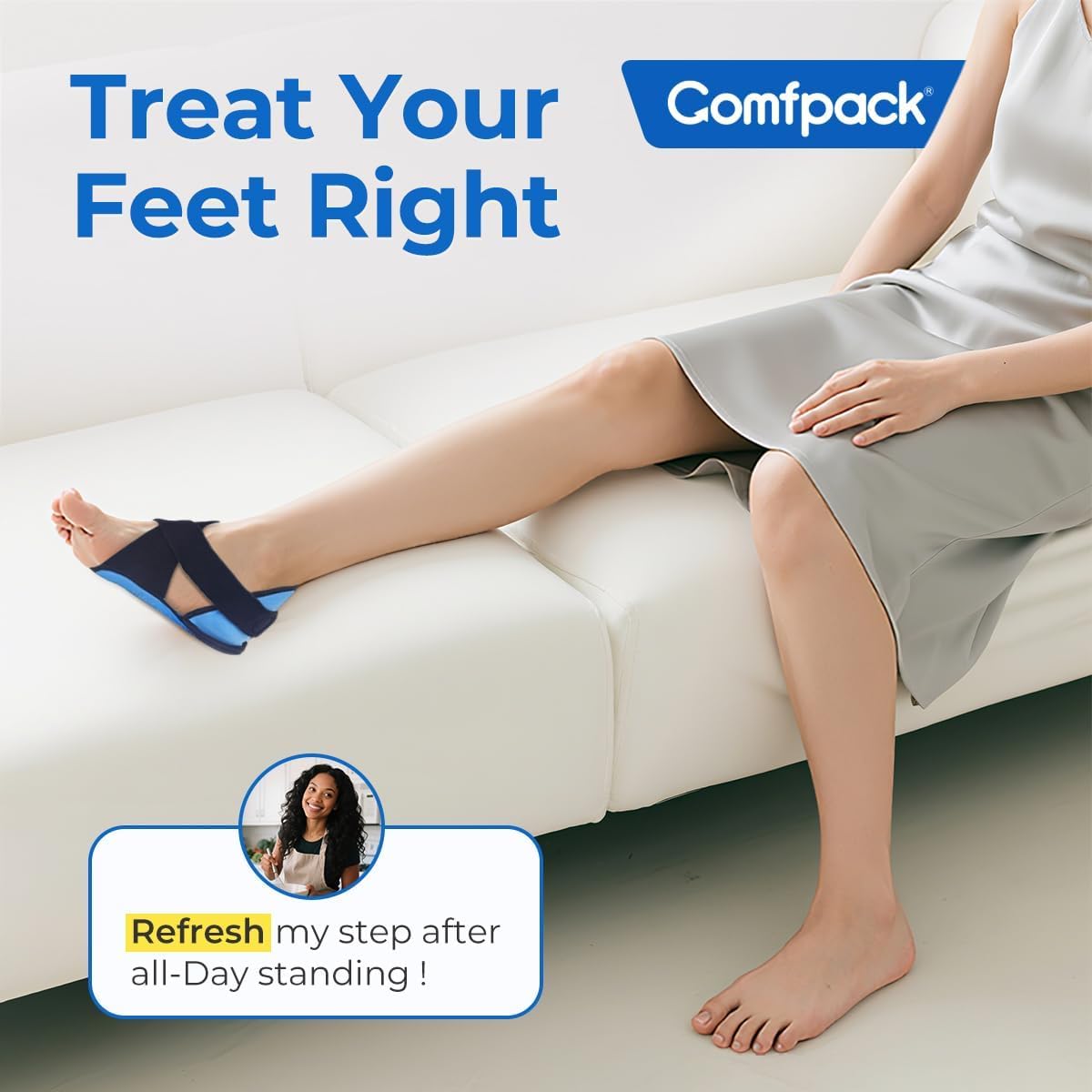 Comfpack Plantar Fasciitis Relief Ice Packs, 2PCS Heel Ice Pack Warp | Heel & Sole Gel Coverage, Adjustable Reusable Hot Cold Therapy Foot Ice Pack Wrap for Heel Spurs, Achilles Tendonitis
