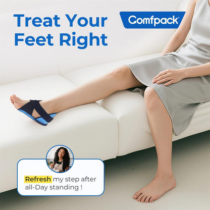 Comfpack Plantar Fasciitis Relief Ice Packs, 2PCS Heel Ice Pack Warp | Heel & Sole Gel Coverage, Adjustable Reusable Hot Cold Therapy Foot Ice Pack Wrap for Heel Spurs, Achilles Tendonitis