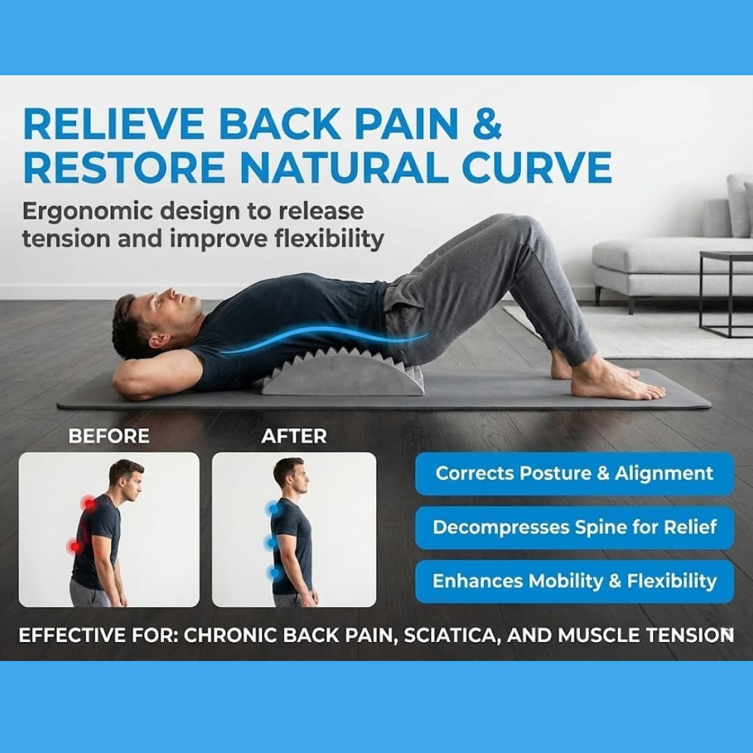 Foam Back Stretcher for Gentle Daily Stretching | Lumbar Support Pillow, Lower Back Relief, Posture Correction, Spine Support, Lightweight