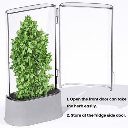 Herb Keeper for Refrigerator, Fresh Herb Saver Herb Storage Containers, Cilantro Container for Fridge Asparagus Container, Dishwasher Safe