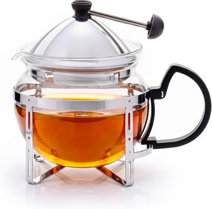 OVENTE Glass Teapot with Removable Stainless Steel Infuser, Clear FGH17T