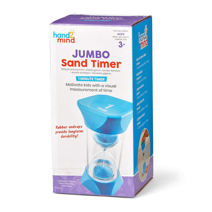 hand2mind Orange Jumbo Sand Timers, 5 Minute Sand Timer, Hourglass Sand Timer with Soft Rubber End Caps Offers Quiet Pausing, Classroom Sand Timers for Kids, Teeth Brushing and Game Timer (Set of 1)
