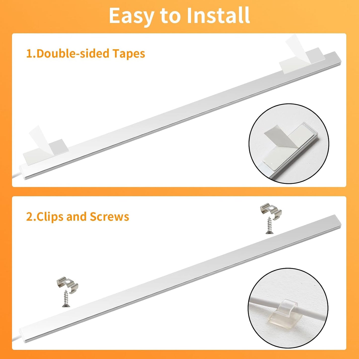 Touchless LED Motion Sensor Under Cabinet Lighting, USB Plug-in | 15.7" Bright & Dimmable, Motion Sensor Light Indoor for Kitchen, Cabinet, Closet, Pantry - Cool 2Pack