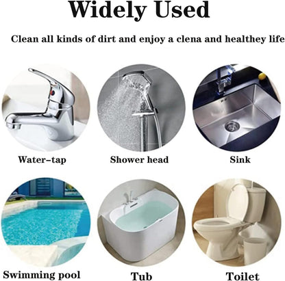 Pumice Toilet Cleaner 17in, Hard Water Stain Remover for Pool & Tub, (1+8) | Natural pumice set. Removes rust, lime & hard water rings from tubs, pools & tiles. Long handle. Easy refill.