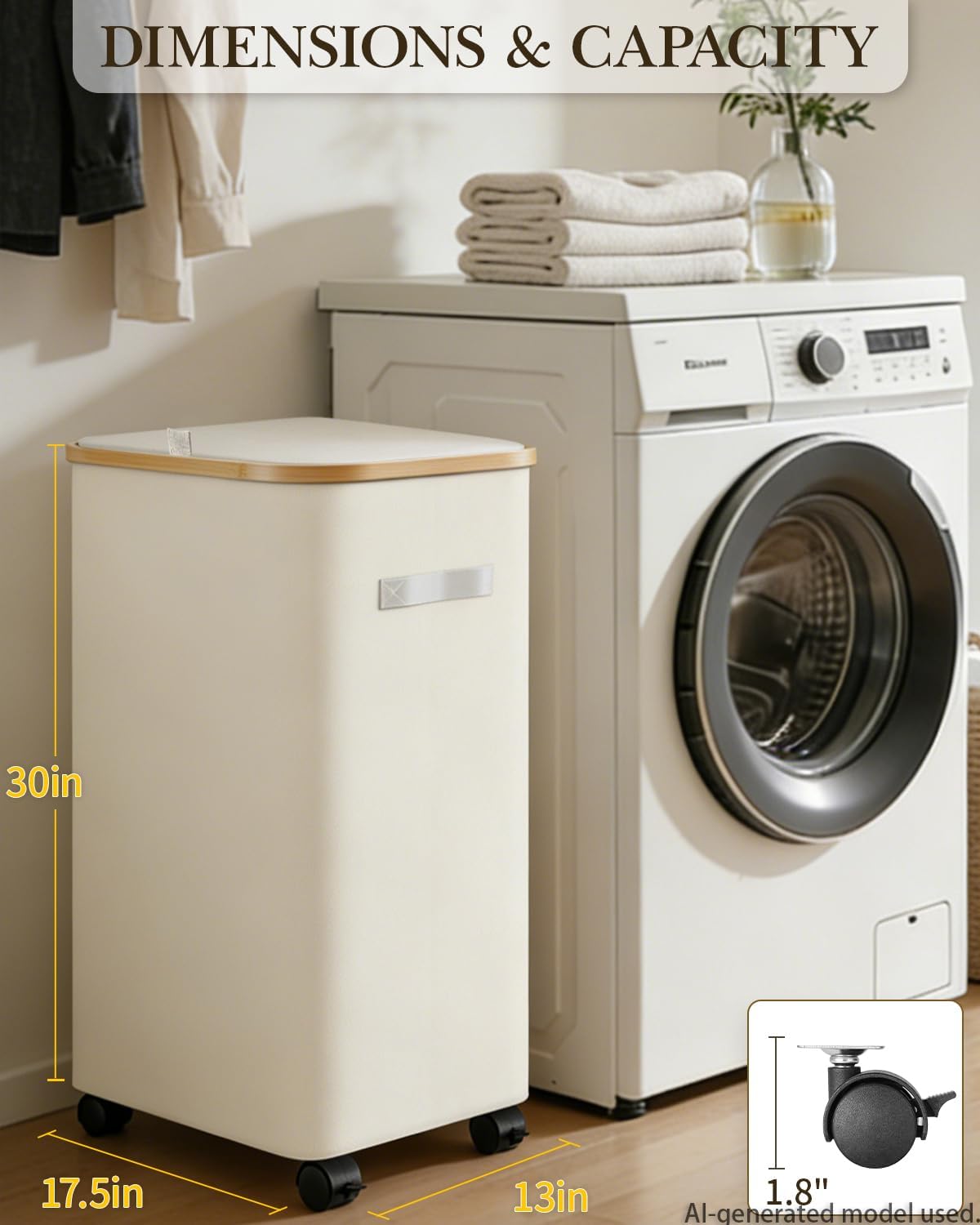 Double Laundry Basket with Wheels and Lid, 150L Clothes Hampers for Laundry | Large Laundry Hamper with 2 Sections & Removable Liner Bags, Rolling Dirty Clothes Basket for Bedroom Bathroom Dorm College