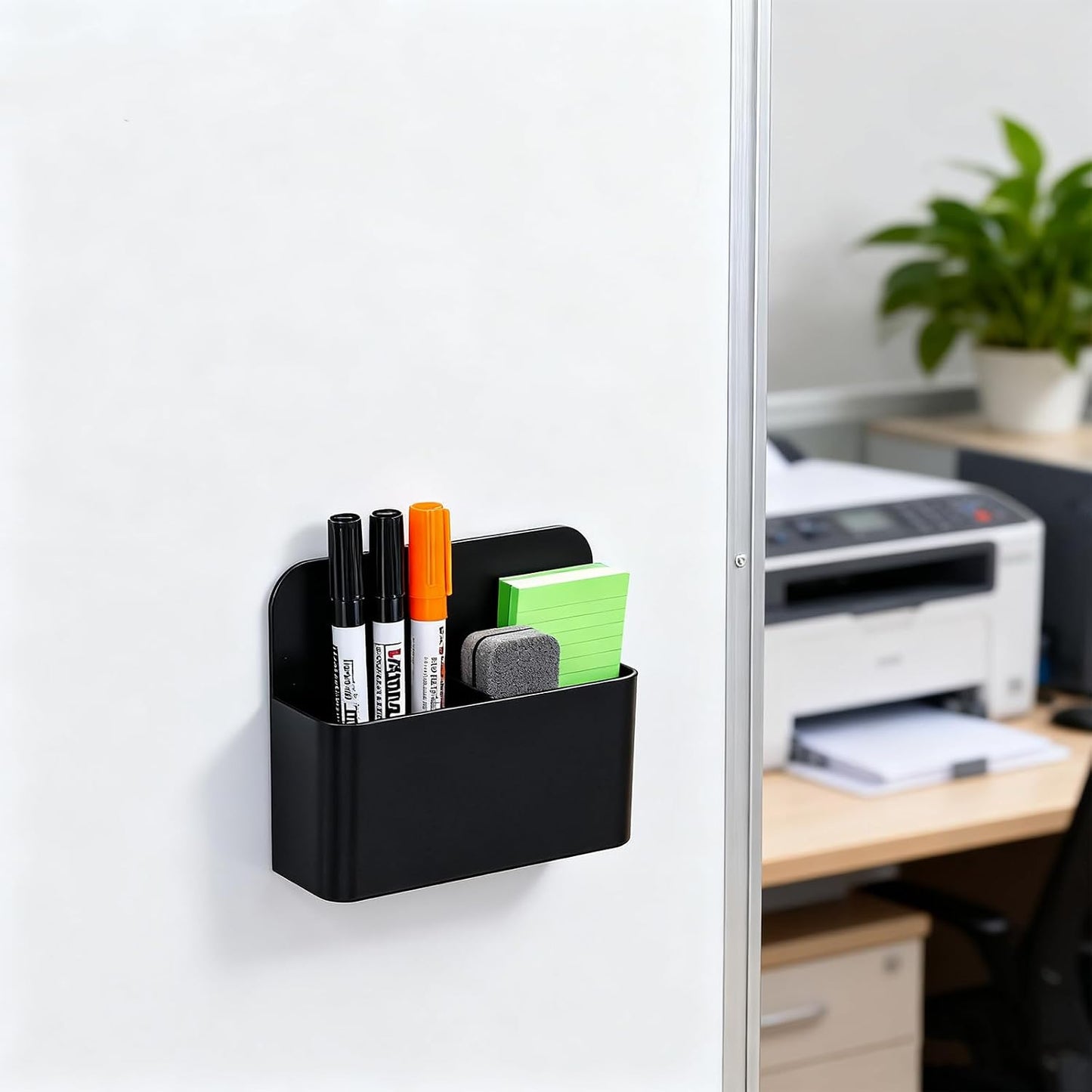 2-piece Black Hangable Dry Erase Pen Holder, Refrigerator, Whiteboard | Waterproof Oxford Cloth and PVC, Clear Window for Easy Identification, Reinforced Eyelets, Great Capacity
