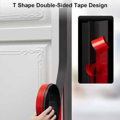 Elvone T-Shaped Weather Stripping Seal, Clear Silicone, 1.97 in x 20 ft | Flexible door seal strip covers door, window, and bathroom gaps; peel-and-stick design helps reduce drafts