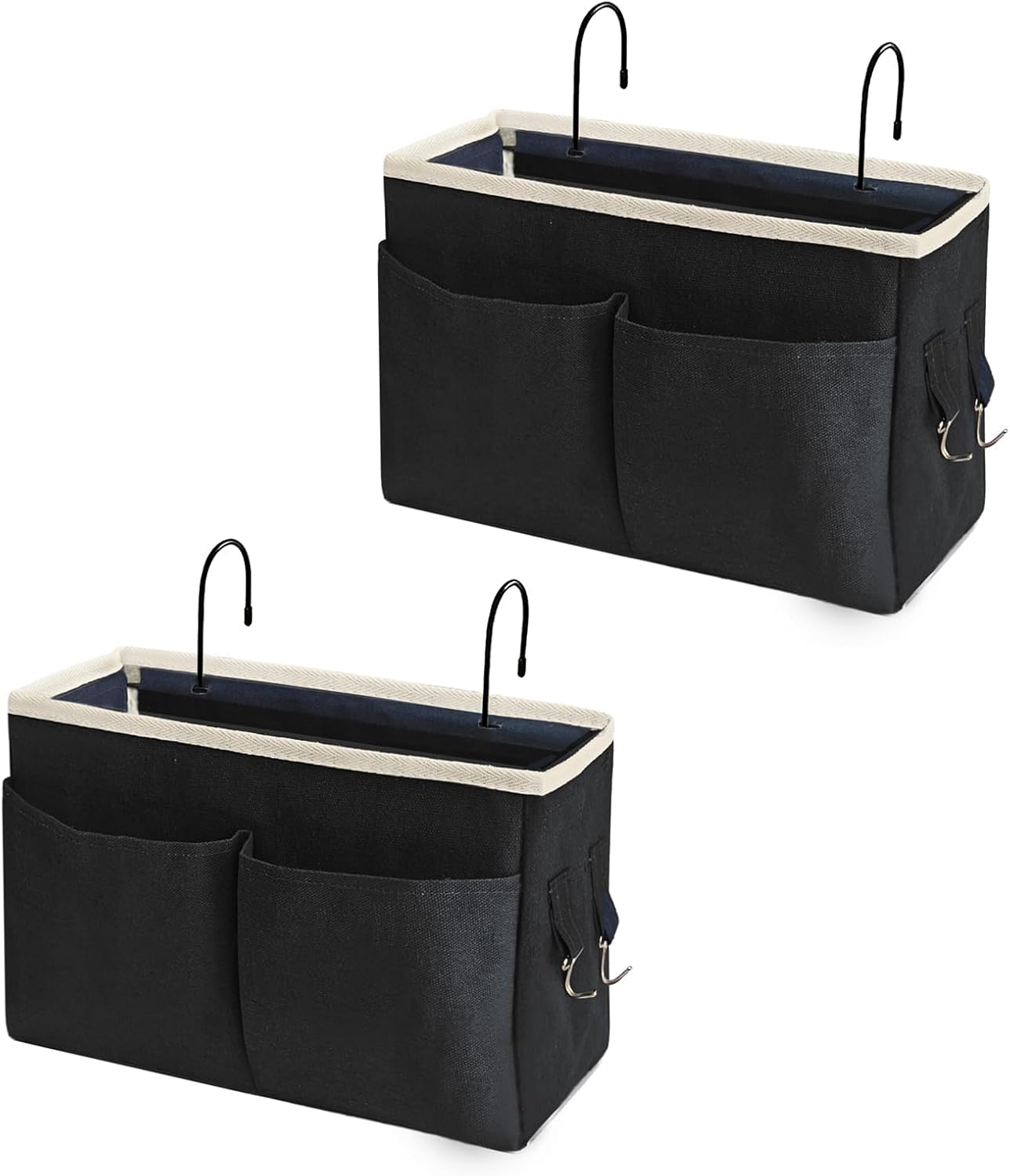 Bedside Caddy Bedside Hanging Storage Basket Multi-Function Organizer Caddy for Bunk and Hospital Beds Dorm Rooms Bed Rails, Can be Placed Glasses Books Mobile Phones（Navy Blue）