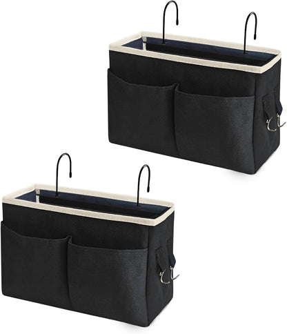 Bedside Caddy Bedside Hanging Storage Basket Multi-Function Organizer Caddy for Bunk and Hospital Beds Dorm Rooms Bed Rails, Can be Placed Glasses Books Mobile Phones（Navy Blue）
