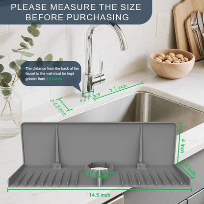 Silicone Sink Splash Guard Behind Faucet, Faucet Mat Backsplash Guard Black | Upgraded design, faucet mat for kitchen sink, drip catcher tray mat; dish soap sponge holder, kitchen counter bathroom sink