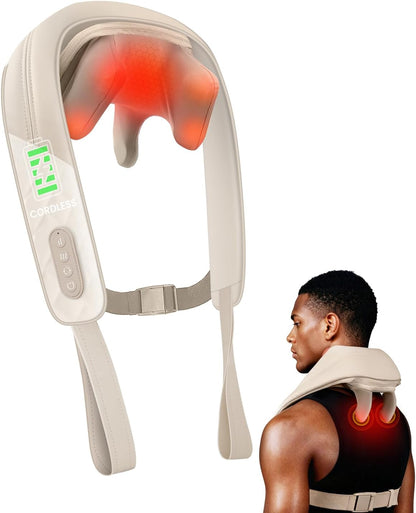 Snailax Cordless Neck & Shoulder Massager with Kneading, Heat, USB-C