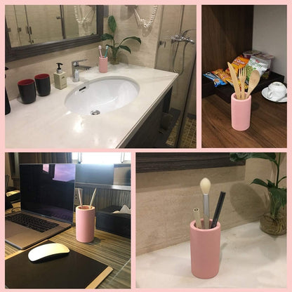 Fast-Drying Diatomite Toothbrush Holder - Bathroom Countertop Organizer Stand for Toothpaste, Makeup Brushes, Razors & Accessories (Dark Grey)