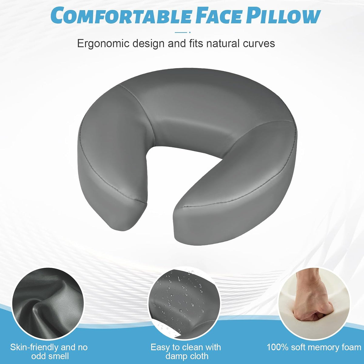 Massage Headrest for Bed, Head Holder & Face Cradle with Face Down Pillow
