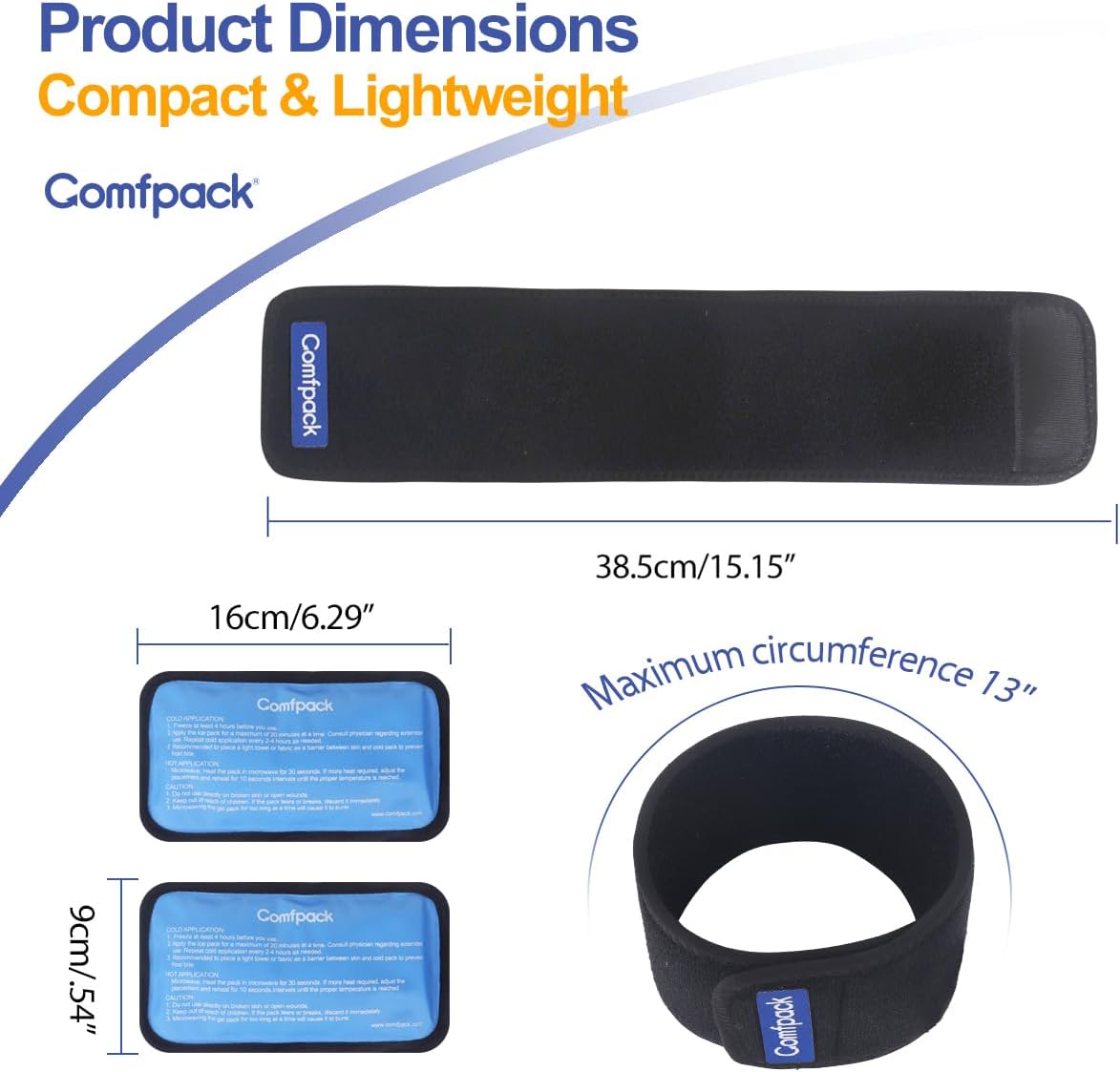 Comfpack Cold Therapy Wrap with 2 Packs for Pain Relief, Reusable Gel Ice Packs for Foot Plantar, Wrist, Ankle, Great for Sprains, Muscle Pain, Bruises, Injuries | Hot and Cold Ice Packs for Foot Plantar, Wrist, Ankle, Great for Sprains, Muscle Pain,