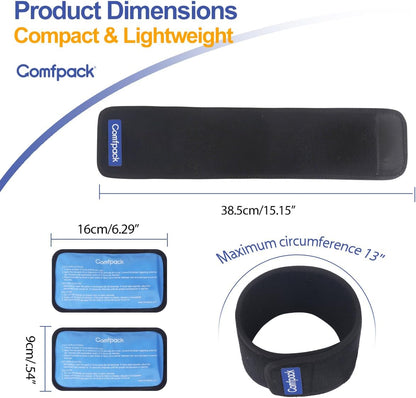 Comfpack Cold Therapy Wrap with 2 Packs for Pain Relief, Reusable Gel Ice Packs for Foot Plantar, Wrist, Ankle, Great for Sprains, Muscle Pain, Bruises, Injuries | Hot and Cold Ice Packs for Foot Plantar, Wrist, Ankle, Great for Sprains, Muscle Pain,