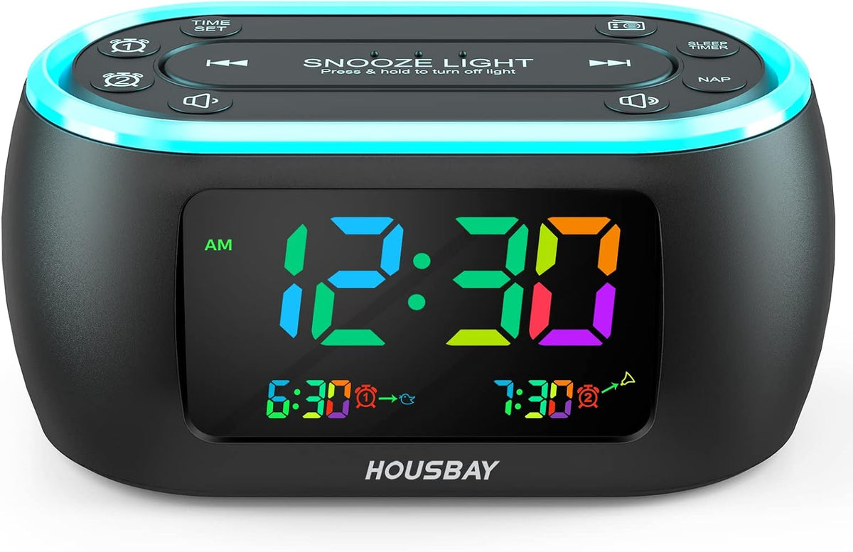 HOUSBAY Digital Alarm Clock Radio for Bedrooms with Night Light