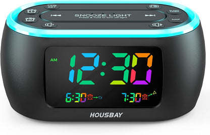HOUSBAY Digital Alarm Clock Radio for Bedrooms with Night Light