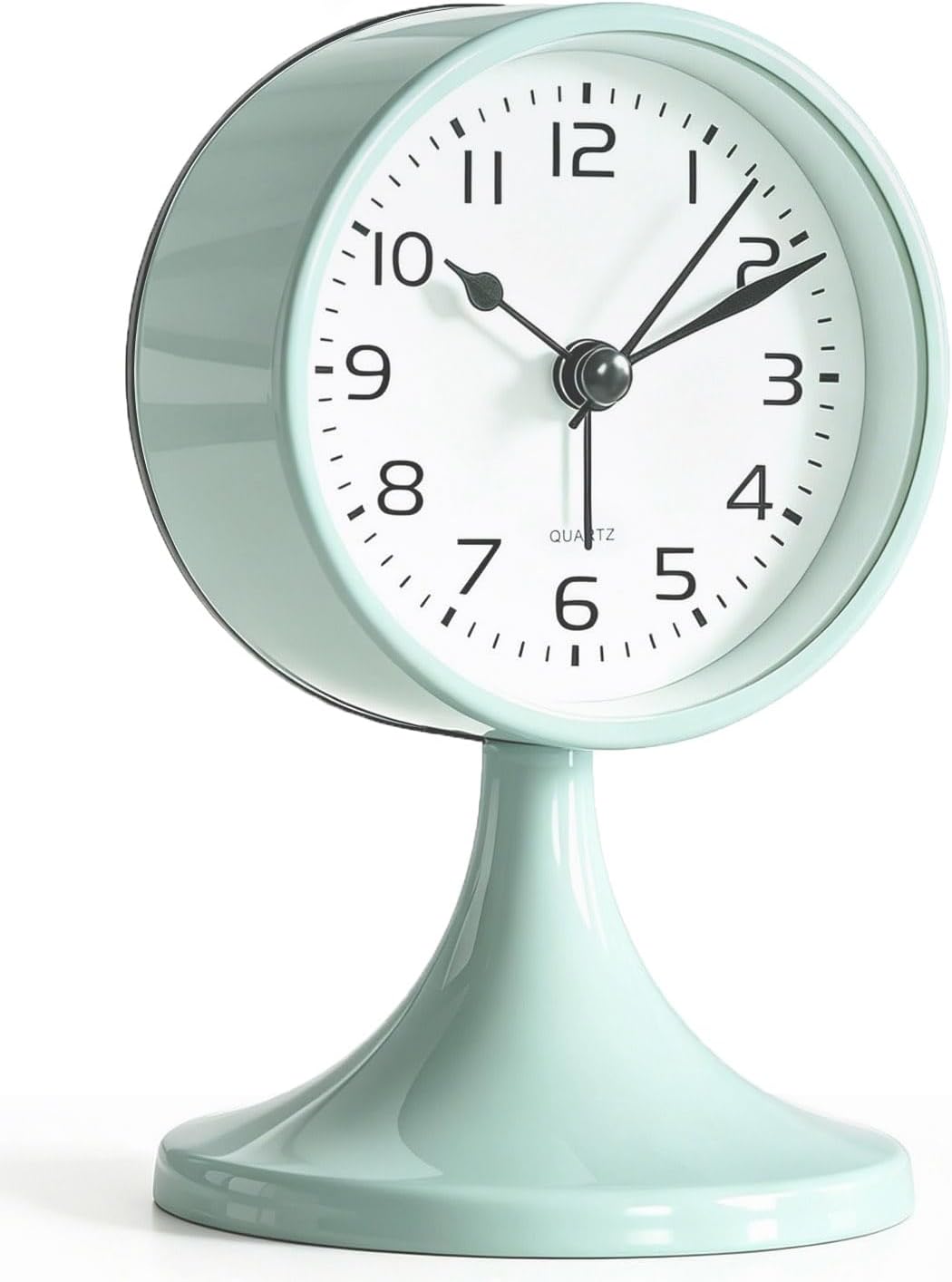 Alarm Clock, Metal 3 inch Silent Non Ticking Small Clock with Night Light, Battery Operated, Desk Analog Clock for Bedrooms Decoration, Old Fashioned Style Clock for Bedside, Adult, Gift