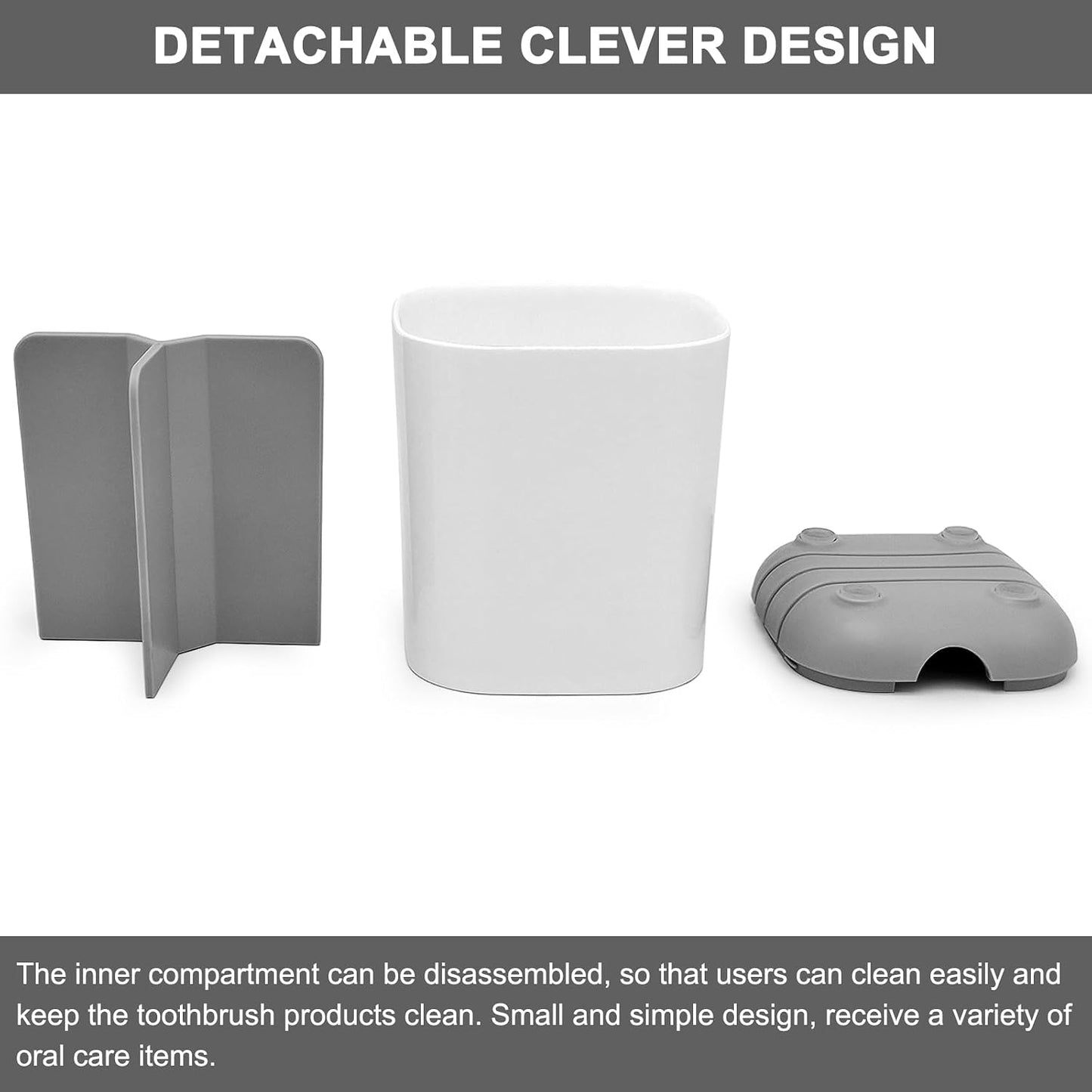 Toothbrush Holder for Bathroom,Plastic Detachable for Easy Cleaning Multi-Functional Storage,3 Slots Anti-Slip Electric Toothbrush and Toothpaste Organizer Caddy for Bathroom Vanity,Countertop (Grey)