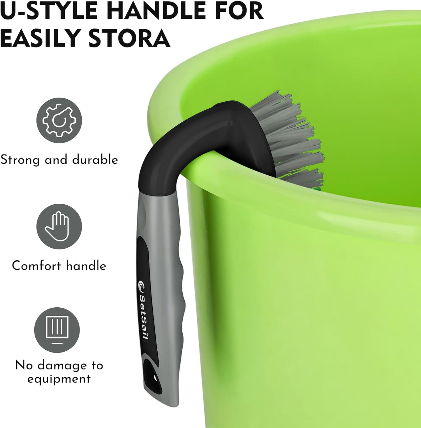 SetSail Scrub Brush, Heavy-Duty Scrub Brushes for Cleaning with Stiff Bristles Cleaning Brush for Shower, Bathroom, Carpet, Kitchen and Bathtub Scrubber - 2 Pack | Durable Bristles Ergonomic Non-Slip Tpr Grip. U-Style Hanging Loop for Storage. Use for