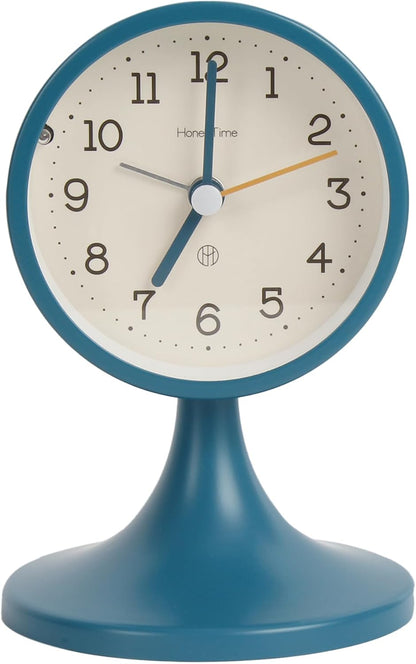3" Round Quartz Analog Metal Alarm Clock Silent Non Ticking Desk Clock
