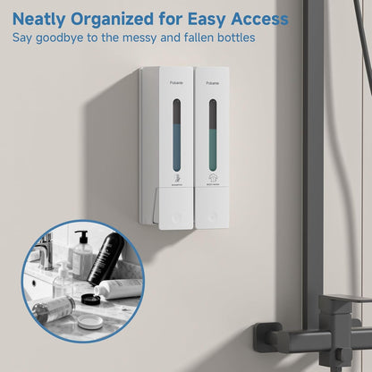 Shampoo and Conditioner Dispenser - Shower Soap Dispenser Wall Mounted No Drill - Shampoo Conditioner Body Wash Dispenser 3 Chamber - Easy Install for Bathroom Hotel Black 1200ml