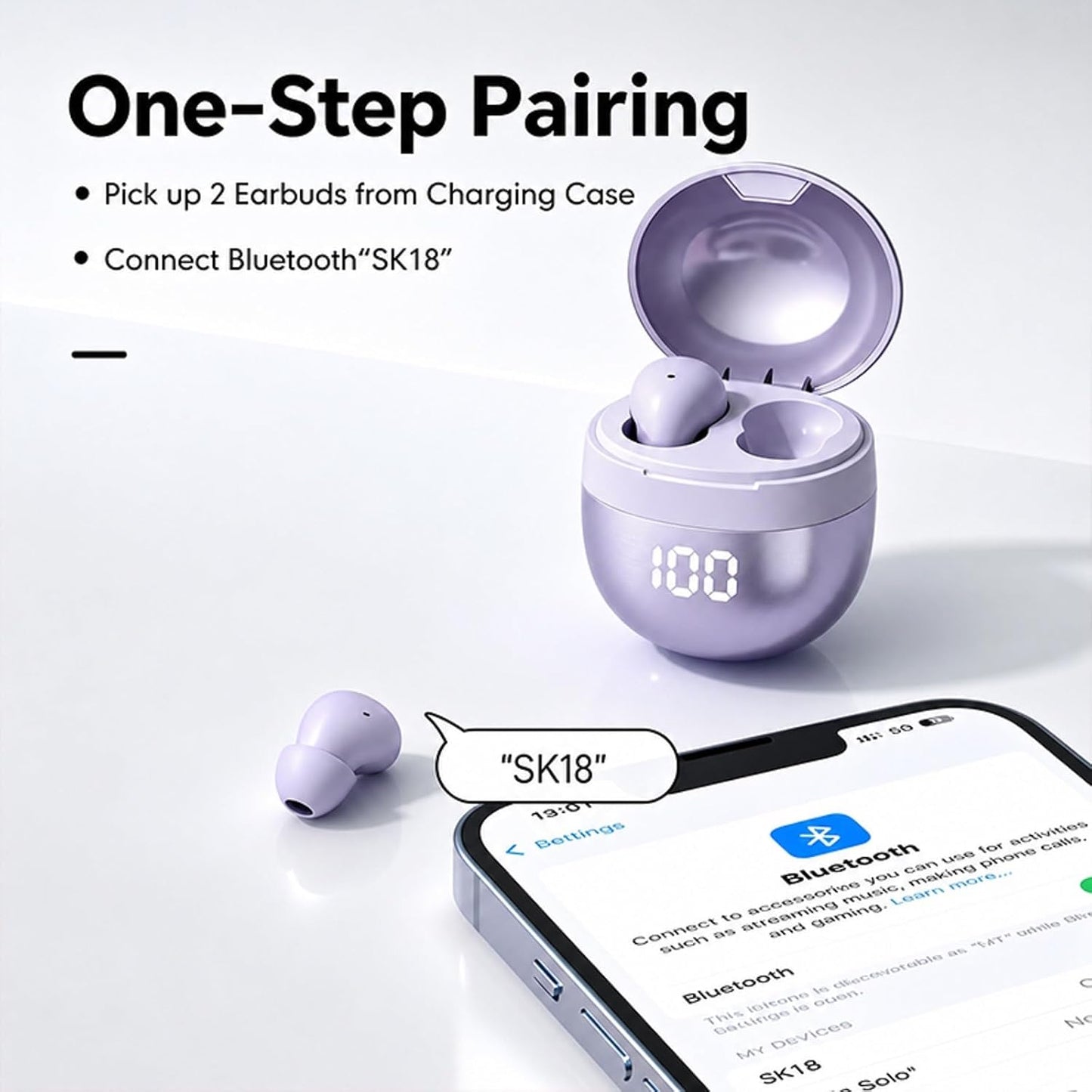 Small Mini Invisible Earbuds Small Mini Headphones Wireless Bluetooth | Low Profile Micro Smallest Tiny Discreet Hidden Earbuds for Work, Invisible Sleep Earphone Ear Buds for Small Ear Canals