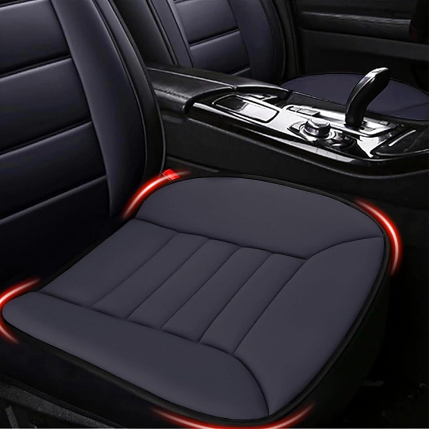 Car Seat Cushion Pad 1.2" Thick Comfort Seat Protector for Car Driver Seat Office Chair Home Use Memory Foam Seat Cushion with Non Slip Bottom, 20'' x 18.5'', Black