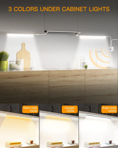 Daymeet Motion Sensor Dimmable 12 Inch Ultra Thin Under Cabinet Lighting, Under Cabinet Lights Plug in, Super Bright LED Lights Bar Under Counter Lights Indoor for Kitchen, Shelf, Closet (3 Pack)