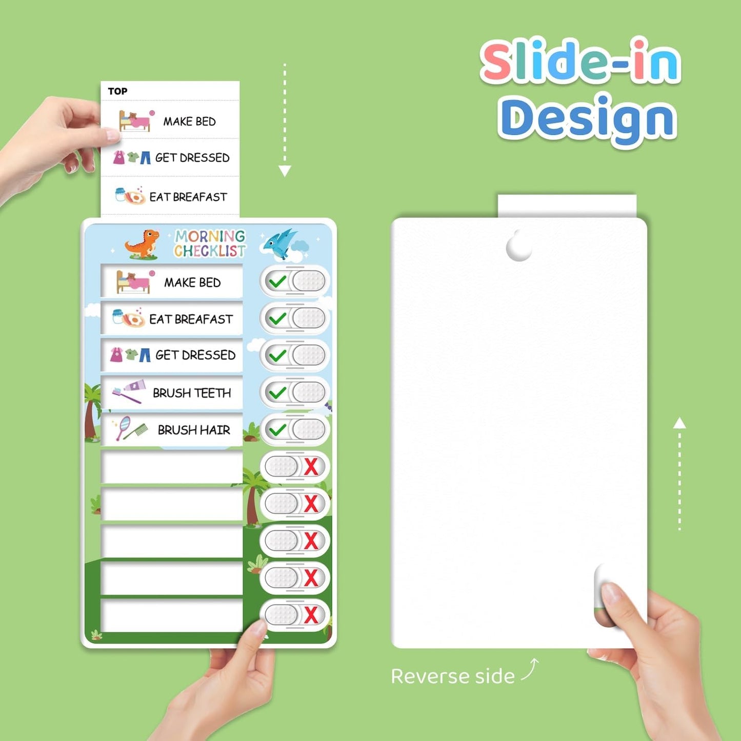 Upgraded Slider 4 in 1 Reward Chart for Kids, Reusable Bedtime/Morning/Daily Routine Chart for Kids, Magnetic Chore Chart for Kids Toddlers, Sticker Chart for Kids Behavior Chart for Kids at Home