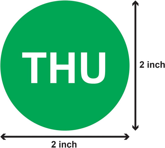 300 Thursday Stickers, 2 inch Round | Days of The Week Labels, Food Safety, Week Rotation, Restaurant Use