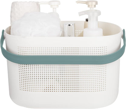 Plastic Portable Shower Caddy Basket, Storage Organizer with Handle, Yellow | Bottom Drain Holes, Keep Dry, Sturdy and Durable, Easy to Carry for Bathroom, Kitchen, Dorm Room, RV, College