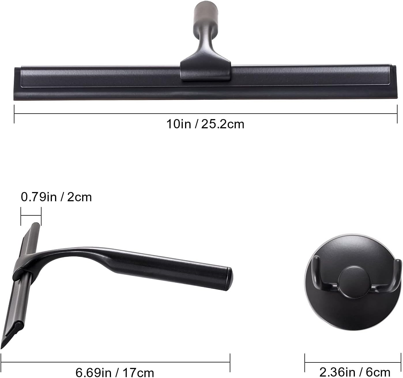 Shower Squeegee for Glass Doors, Squeegee for Shower Glass Door, Window and Car Glass, Mirrors - All-Purpose Stainless Steel Squeegee, 10 Inches and Black