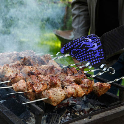 Comsmart BBQ Gloves, 1472 Degree F Heat Resistant Grilling Gloves Silicone Non-Slip Oven Gloves Long Kitchen Gloves for Barbecue, Cooking, Baking, Cutting
