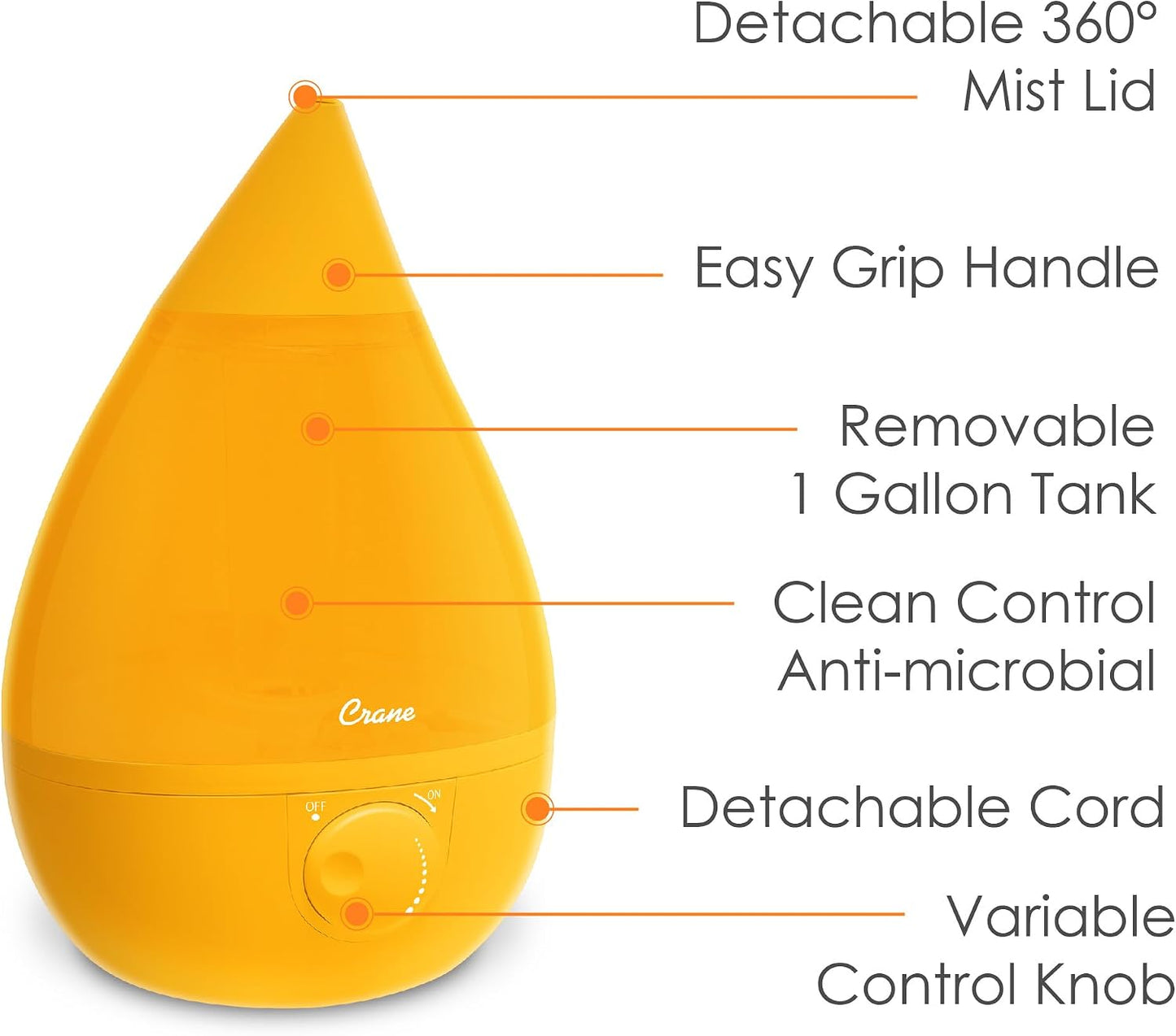 Crane Ultrasonic Cool Mist Humidifier for Bedroom, Baby Nursery, Kids Room, Plants, or Office, Large 1 Gallon Tank, Filter Optional, Blue and White