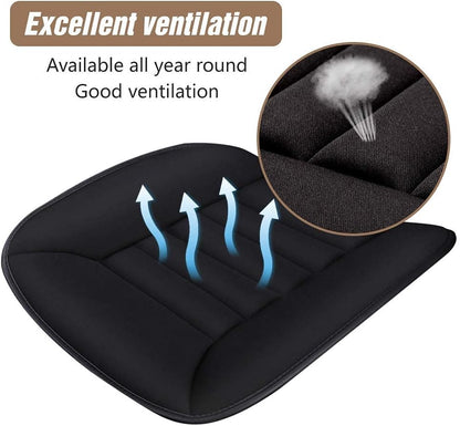 Car Seat Cushion Pad 1.2" Thick Comfort Seat Protector for Car Driver Seat Office Chair Home Use Memory Foam Seat Cushion with Non Slip Bottom, 20'' x 18.5'', Black