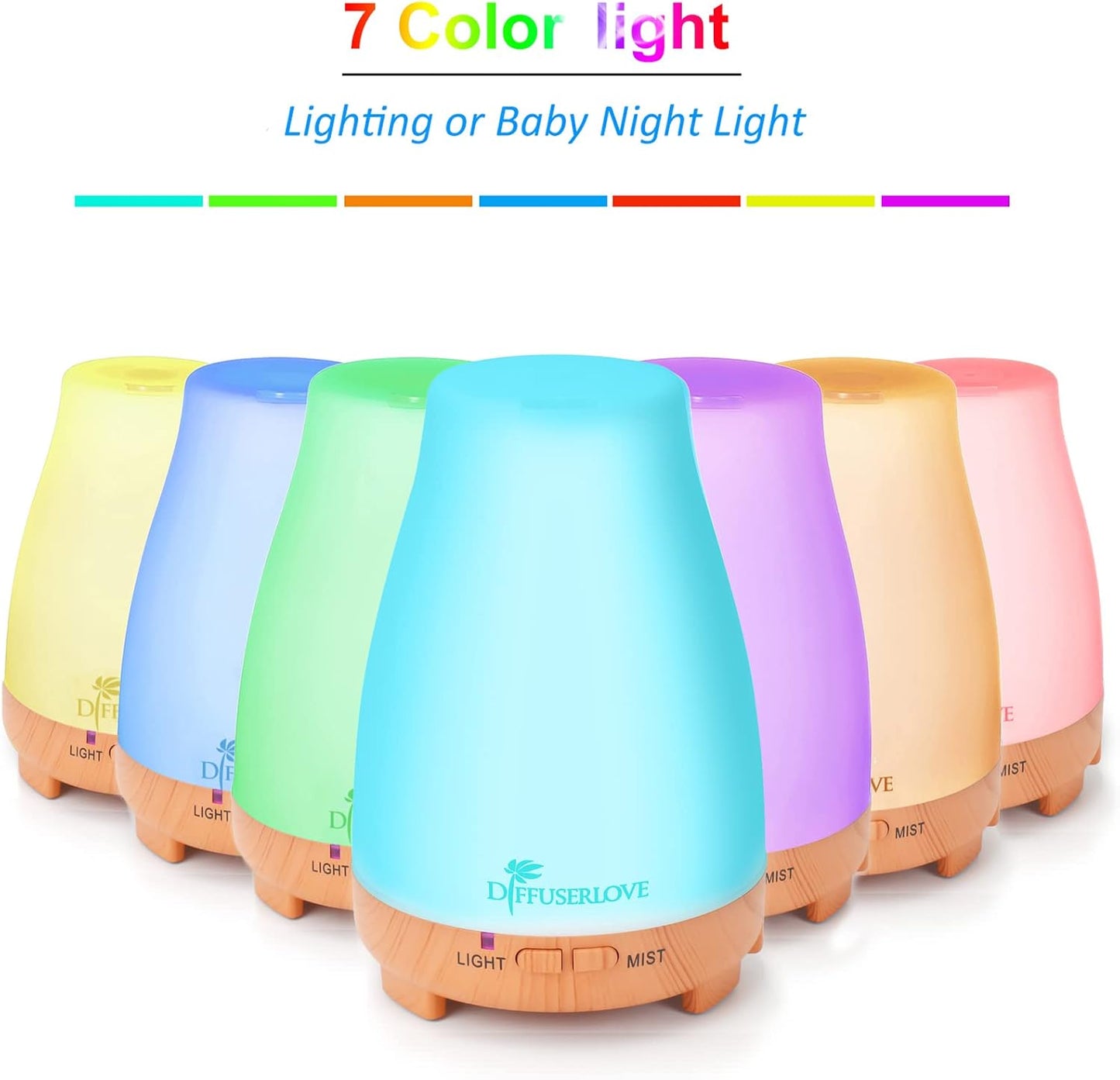 Diffuserlove Diffuser 2 Pack Essential Oil Diffuser 200ML Remote Control Ultrasonic Aromatherapy Diffuser Mist Humidifiers for Bedroom Office Yoga