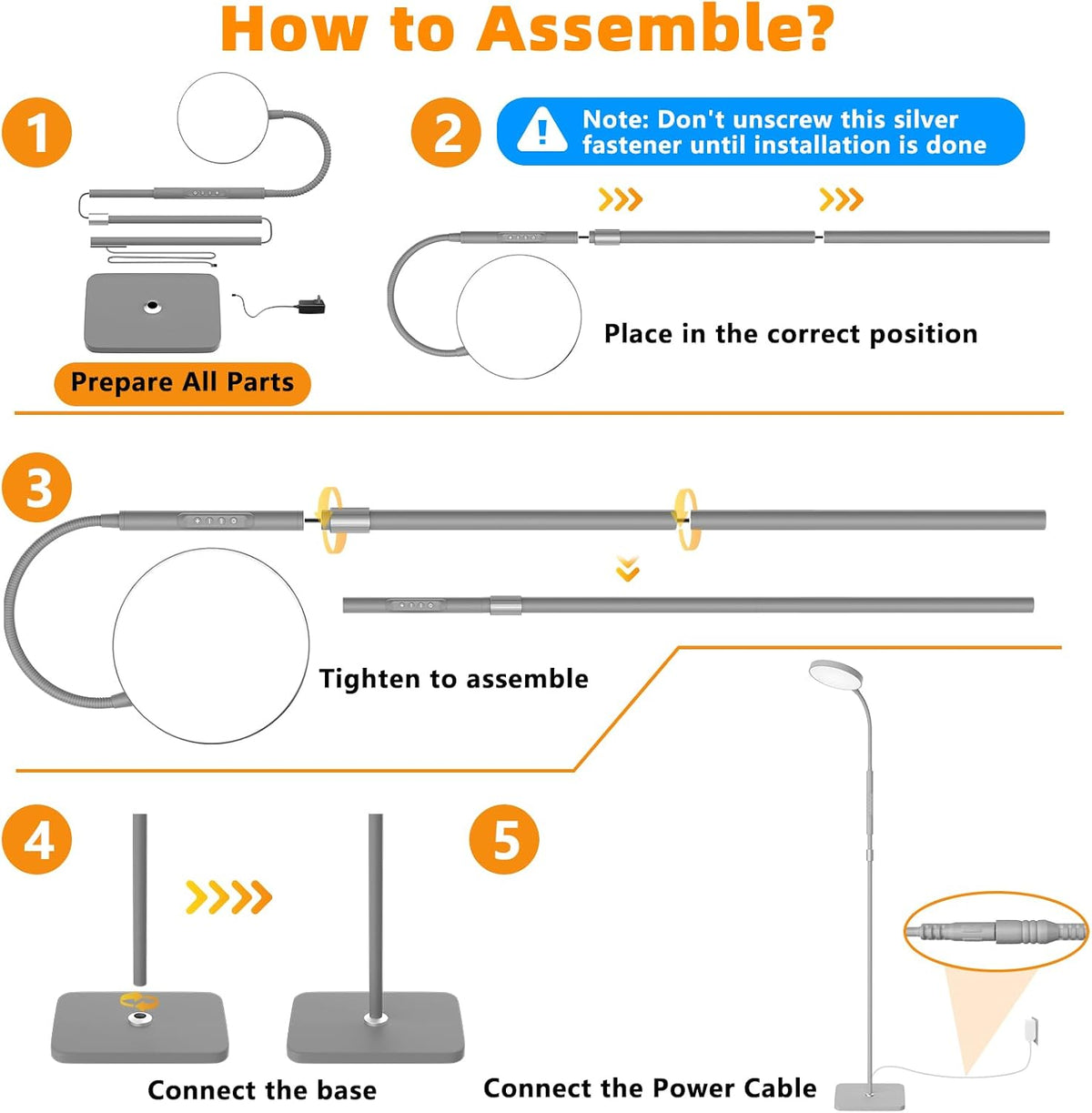 PACOVY Floor Lamp, Adjustable Height Floor Lamps for Living Room Bedroom, 120 LED Super Bright Standing Lamp Remote & Touch Control Dimmable Gooseneck Tall Stand Reading Lamp for Office Craft, Black