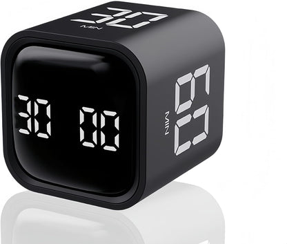 Digital Cube Pomodoro Timer Desk Rechargeable Productivity Timer 5/10/30/60min & Custom Countdown, Vibration & Adjustable Sound Alarm,for Task Work Kitchen ADHD Kids Studying (White)