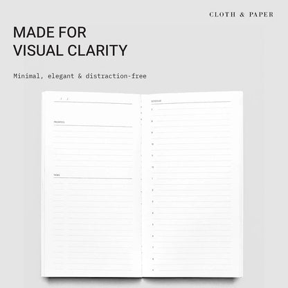 Cloth & Paper Travel Notebook | Daily Wellness Planner – Smoked Salt | Pocket Plus Wellness Planner 3.2" x 6" | Habit Tracker & Self Care Journal for Goals, Gratitude & Reflection – Soft Touch Cover