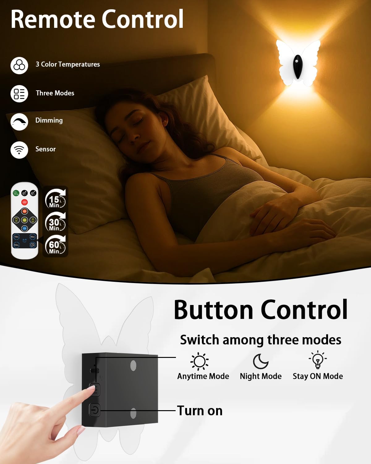 Eneru Motion Sensor Wall Sconce Set of 2, Rechargeable Wall Lights, Indoor