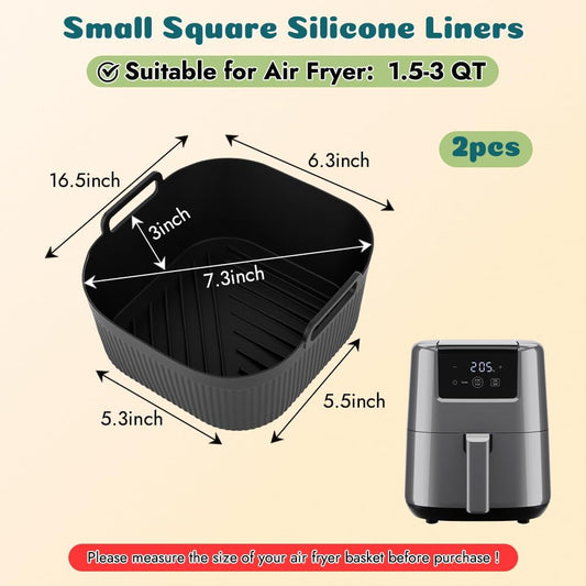 BYKITCHEN 5.5in Small Silicone Air Fryer Liners for 1.5 to 3 QT Airfryer