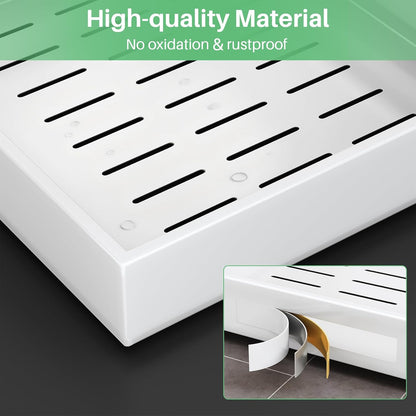 Pull out Cabinet Organizer, 21"Deep, Heavy Duty Full-Extension Slide out Drawers for Kitchen Cabinets with Nano Adhesive, Roll Out Shelf Sliding Cabinet for Pots, Bathroom, Pantry, Under Sink, White