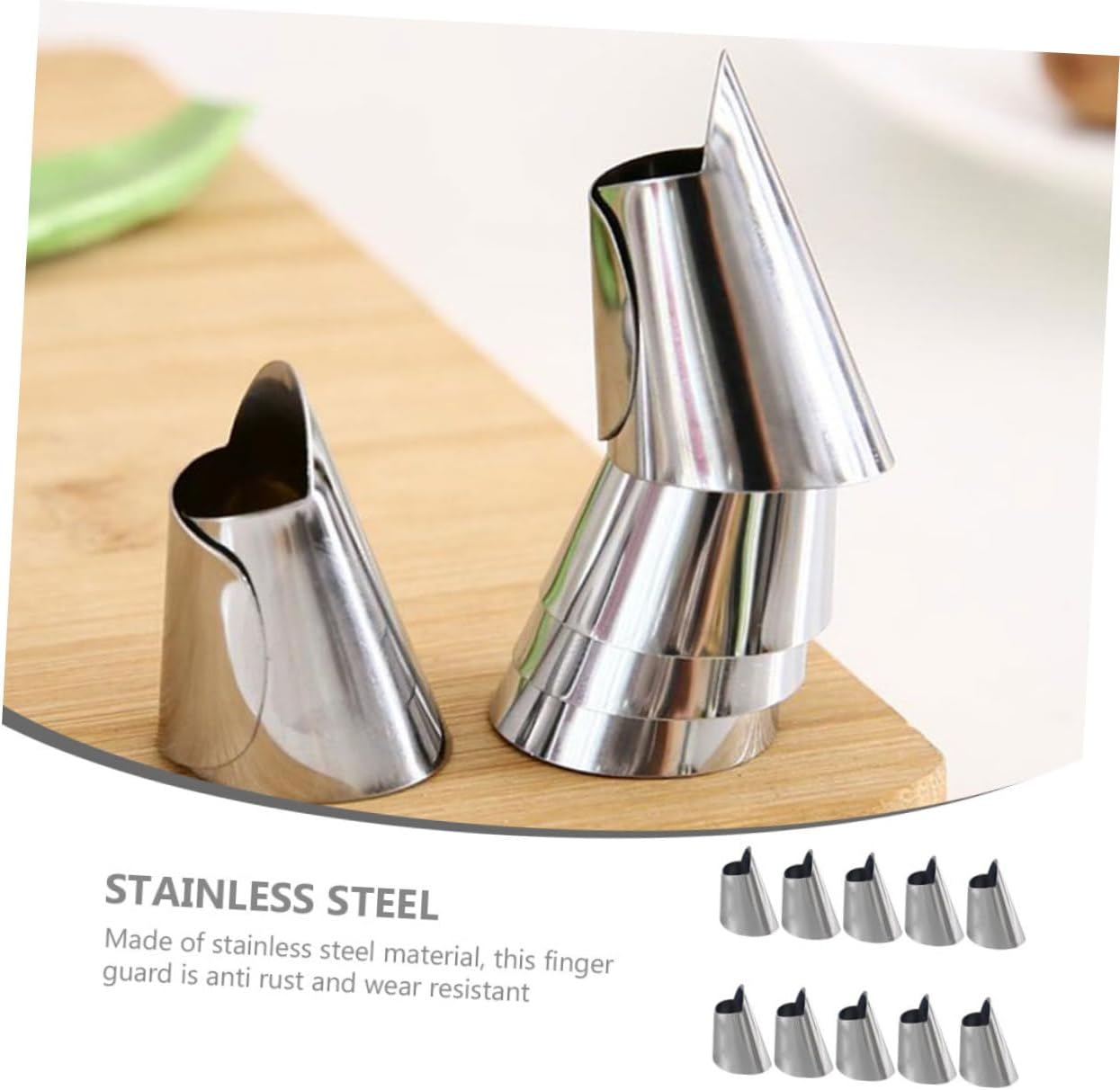 Gatuida 10pcs Vegetable Peeler Slice Finger Protectors Cutting Chopper Guards Reusable Stainless Steel Safety Finger Cover