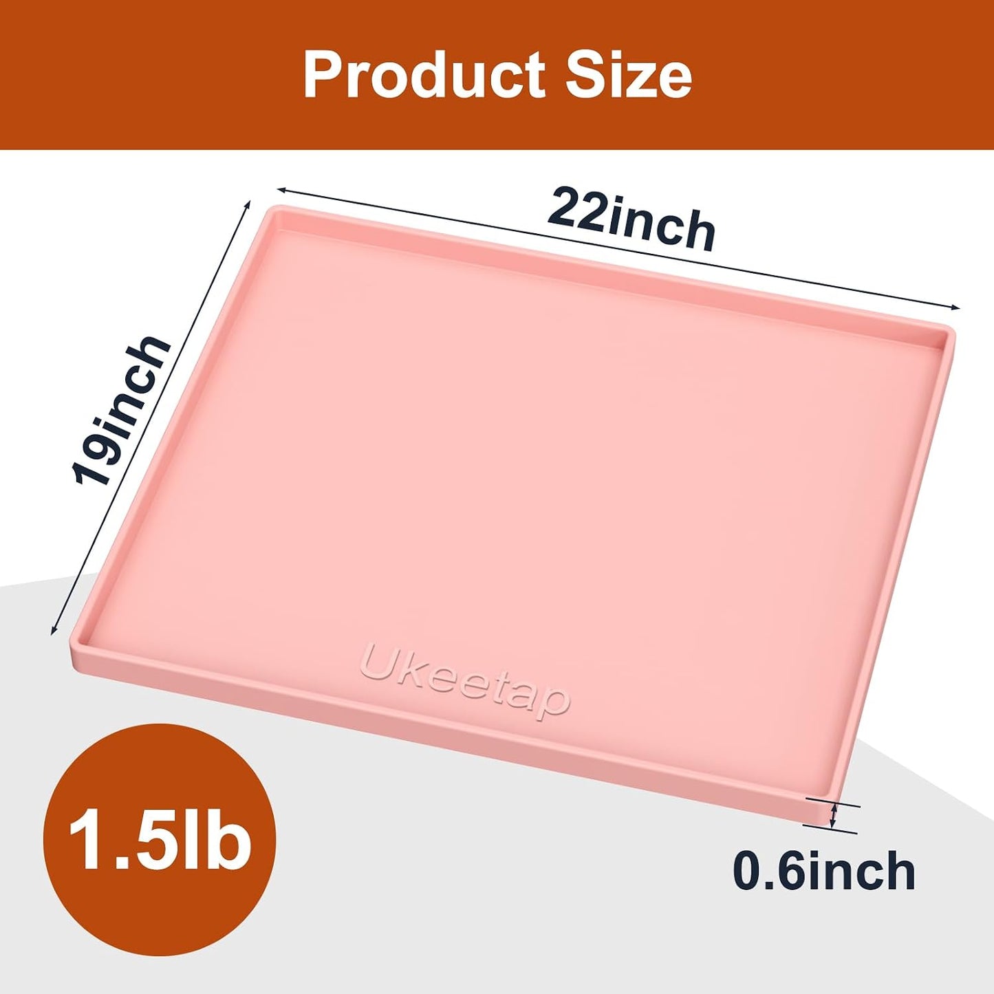 34" x 22" Extra Thick Silicone Mat Waterproof with Raised Edge, | Under Sink Mat for Kitchen & Bathroom, Kitchen Cabinet Liner, Multi-Purpose for Storage & Protection
