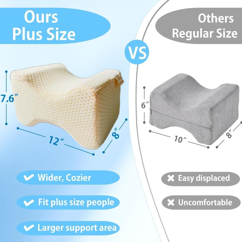 King Mills Plus Size Leg Pillow for Side Sleeping, Extra Large Smooth Spine Alignment Pillow, Side Sleeper Pillow Between Legs for Hip Pain Relief and Sciatica, Two Replaceable Cover | Smooth Spine Alignment, Hip Pain Relief and Sciatica, Two Replaceable
