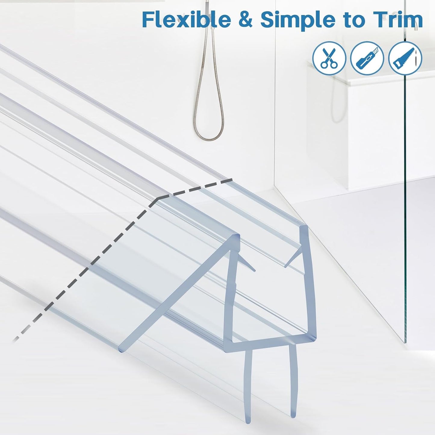Shower Door Bottom Seal Strip, 2PCS Seal Strip, Ultra Clear PVC, 36" Length, Fits 6mm Thick Glass, Prevents Leaks, Easy Installation, No Adhesive Required (Ultra Clear, 36in for 1/4"(6mm) Door)